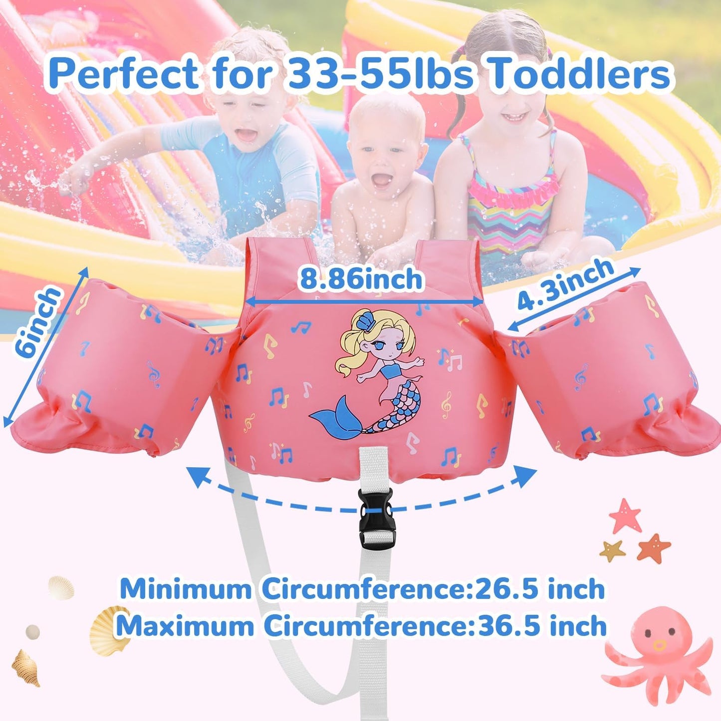 Toddler Swim Vest for 33-55 lbs Boys & Girls