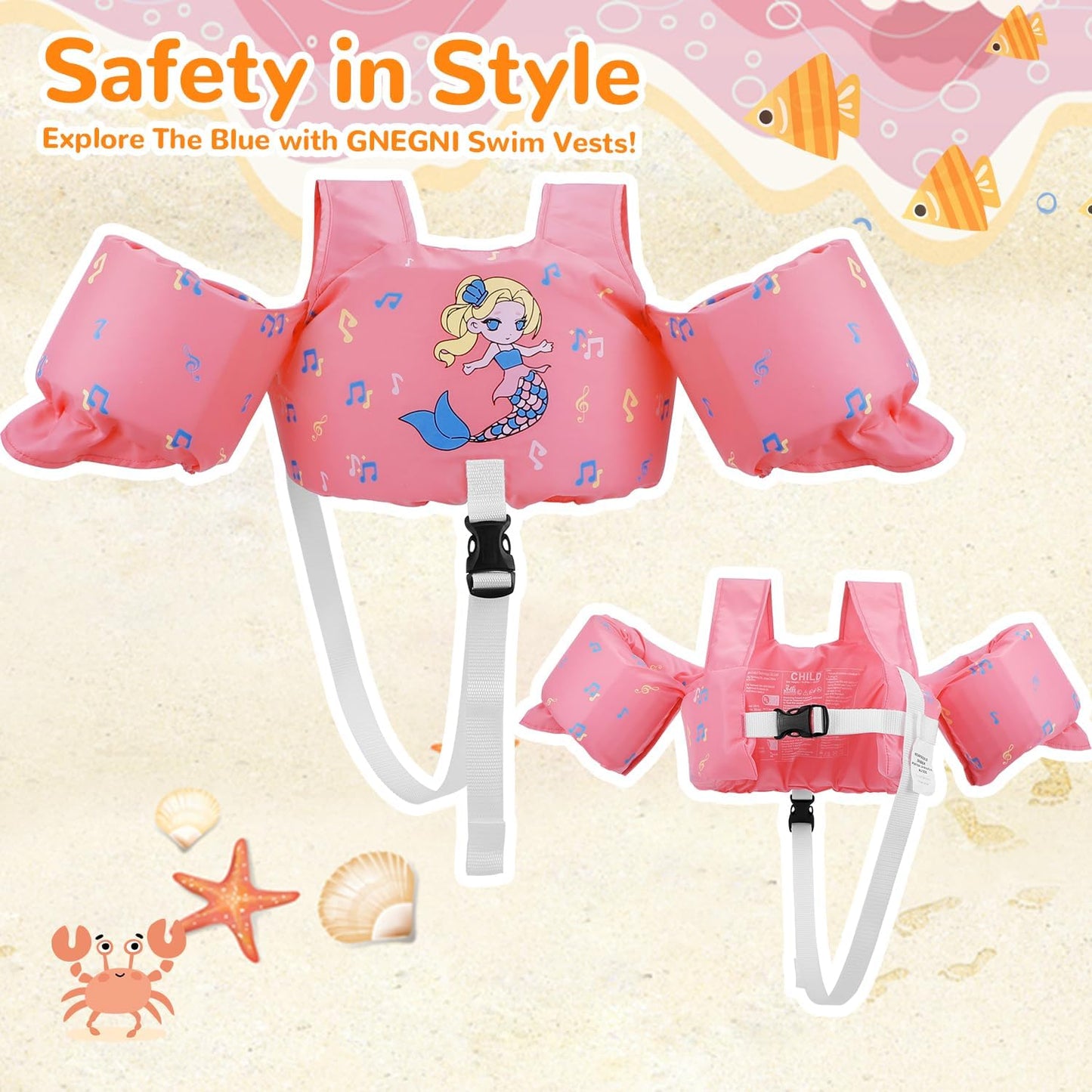 Toddler Swim Vest for 33-55 lbs Boys & Girls