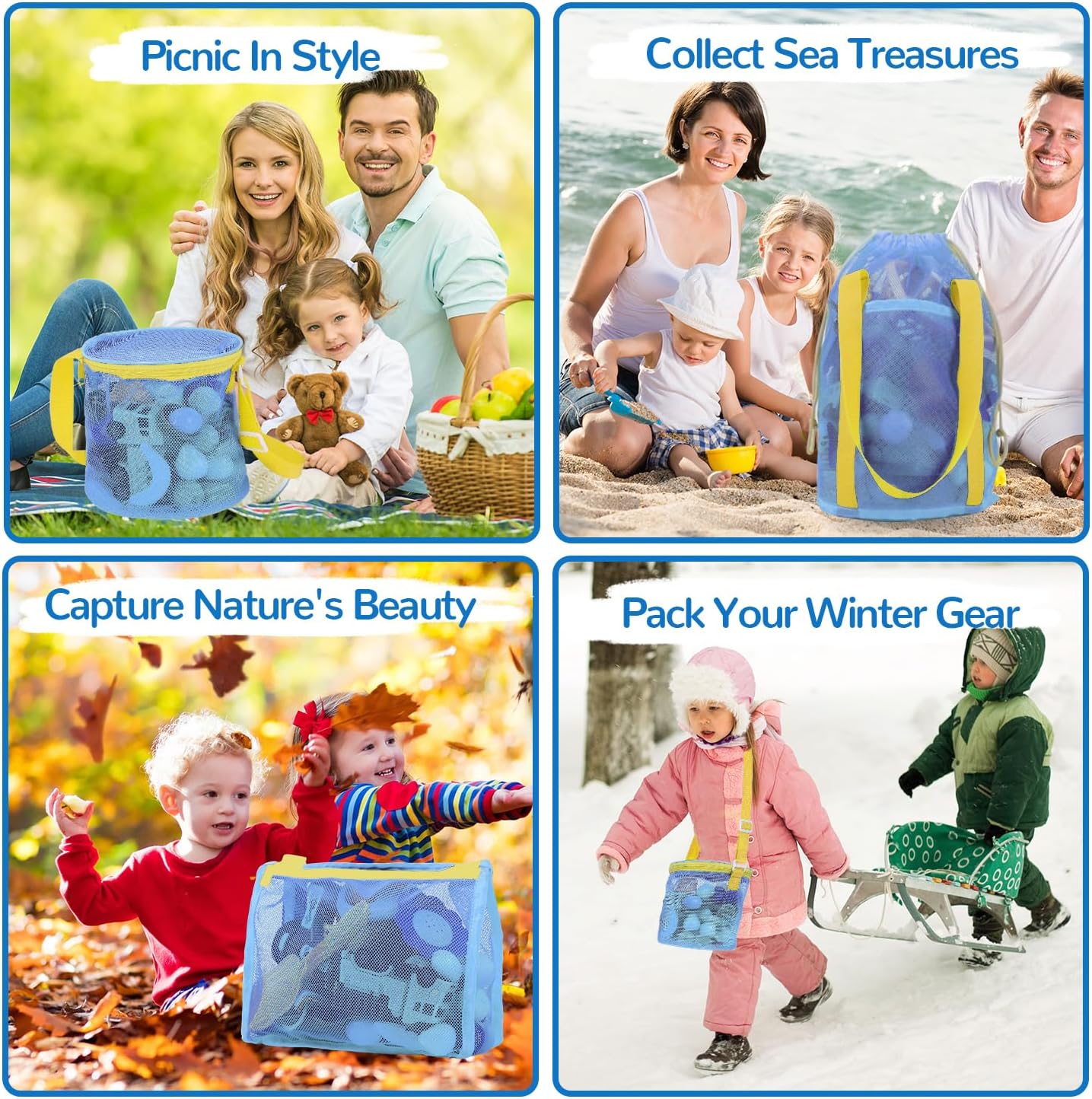 3 Pcs Mesh Beach Bag Set