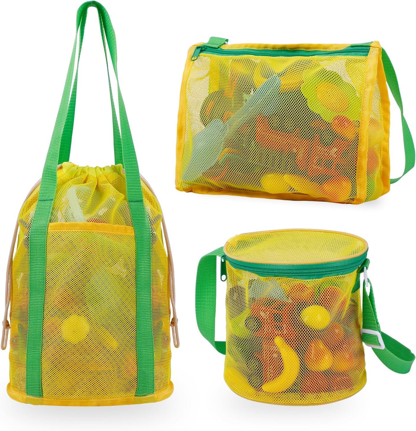 3 Pcs Mesh Beach Bag Set