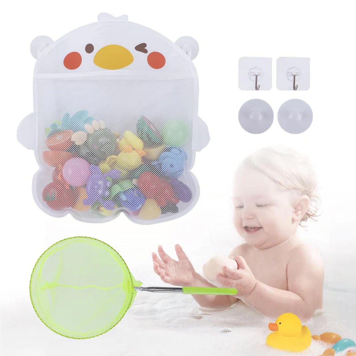 Mesh Bath Toy Organizer & Scoop Set
