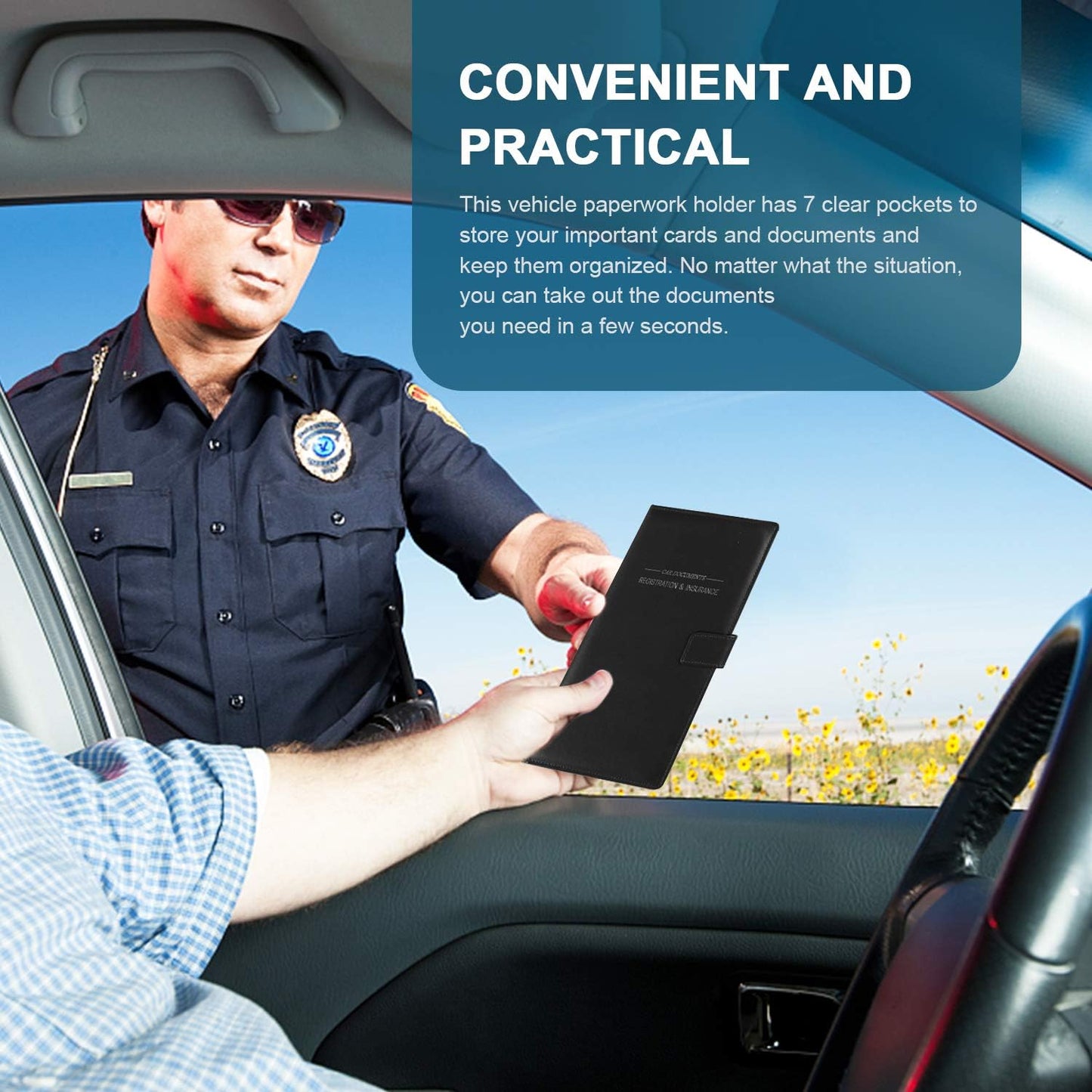 GNEGNI Leather Car Registration and Insurance Card Holder