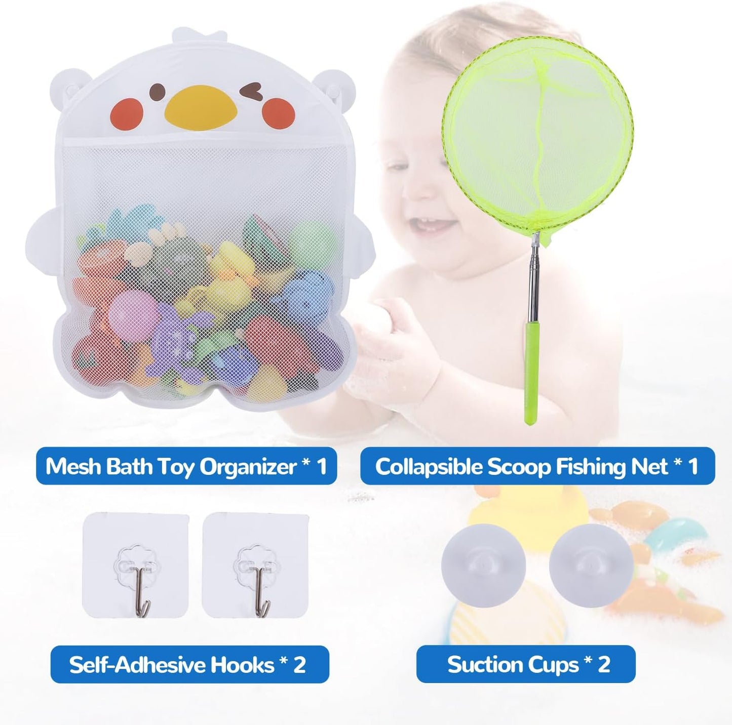 Mesh Bath Toy Organizer & Scoop Set