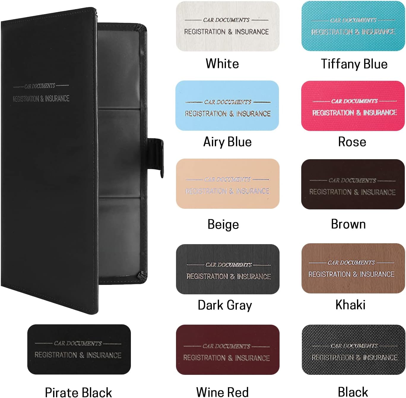 GNEGNI Leather Car Registration and Insurance Card Holder