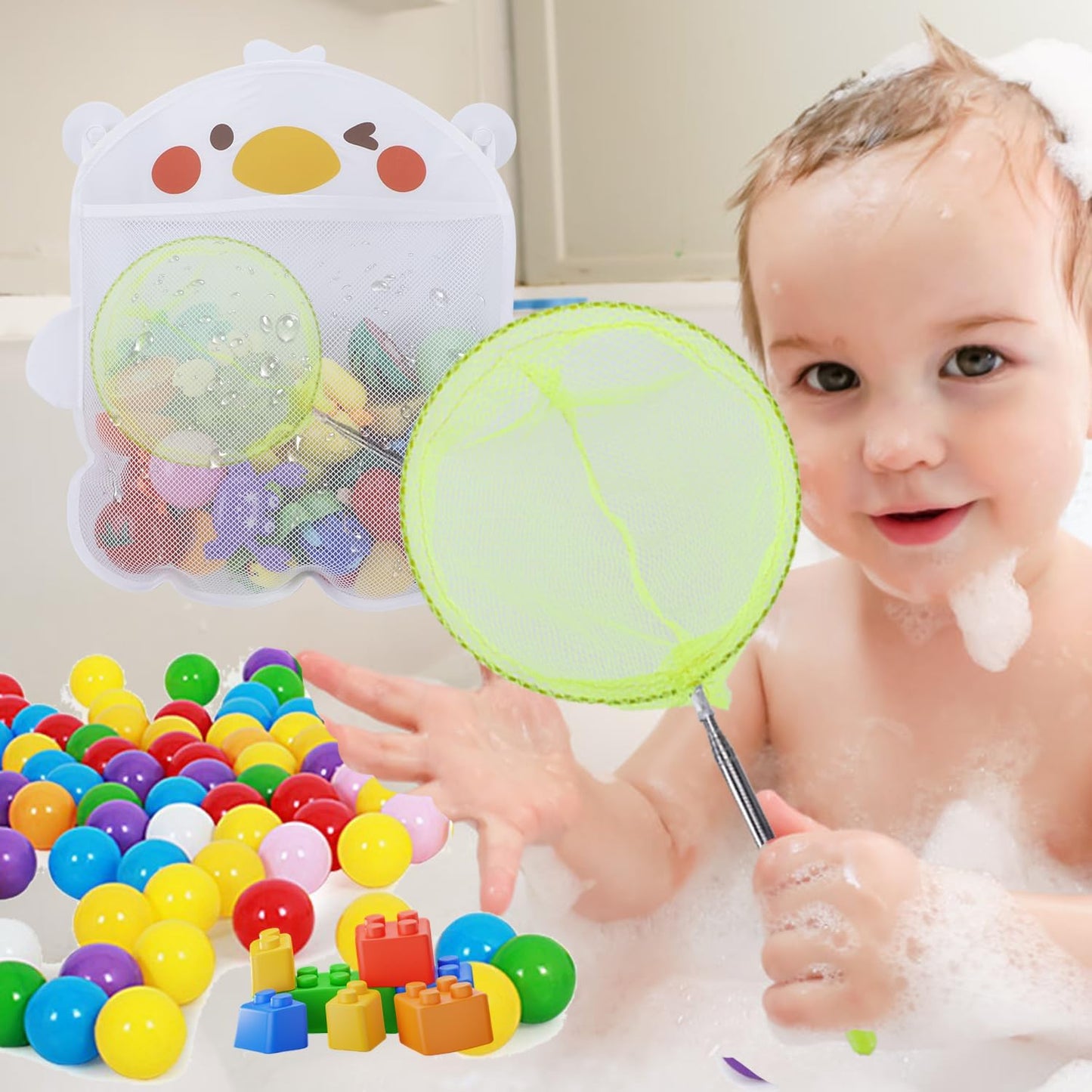 Mesh Bath Toy Organizer & Scoop Set